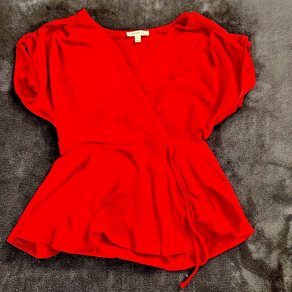 Bright Red Cross tie blouse